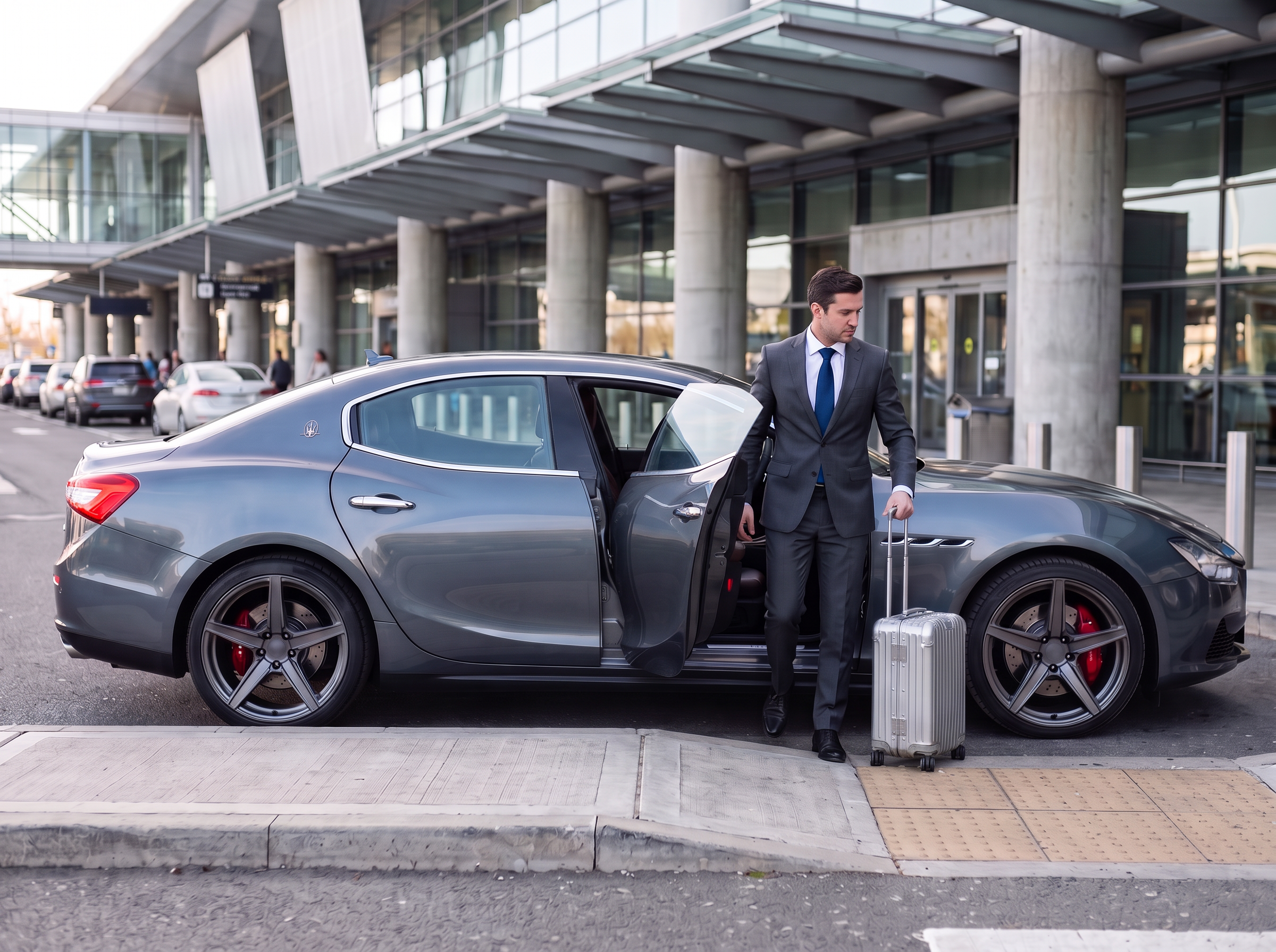 Chauffeur opening the door at an airport